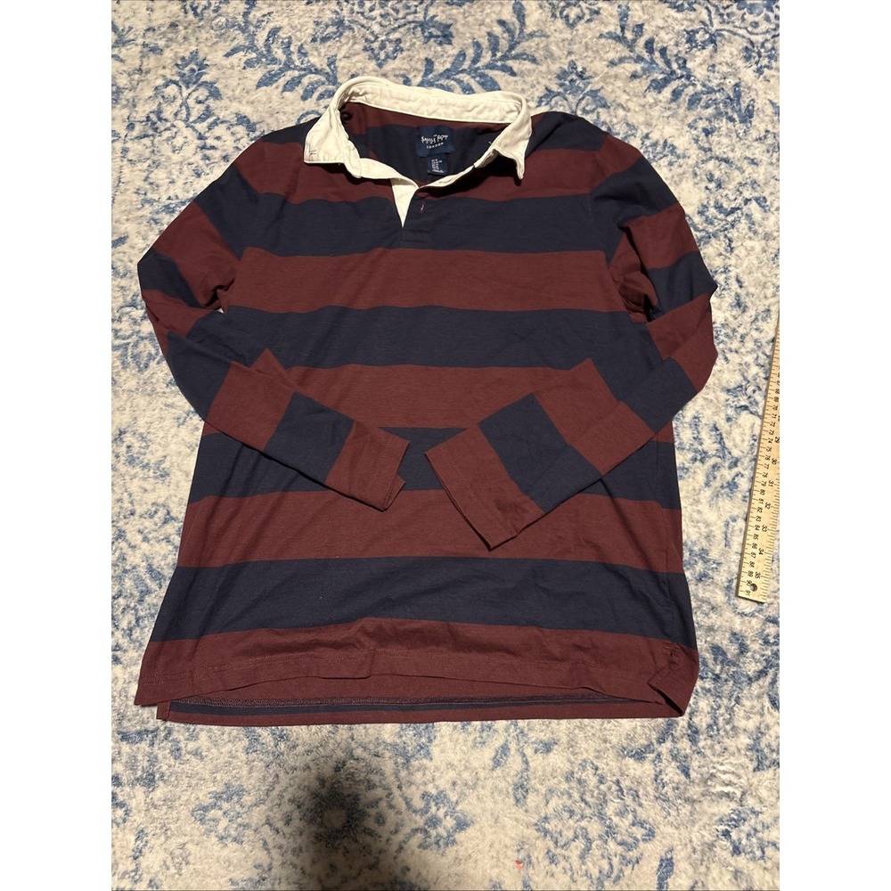 Men's The Savile Row Company Striped Rugby Shirt Blue Red Xl Preppy Longsleeve
